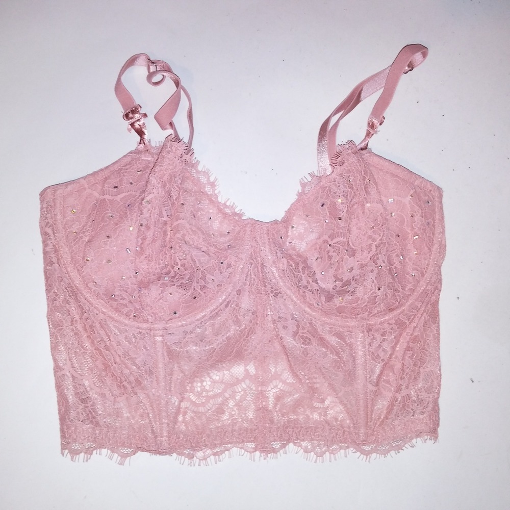 Victoria Secret Bra 32DDD Dream Angels Push Up Without Padding Bling Lace Longli